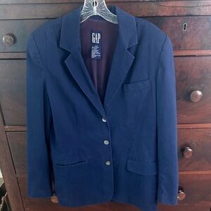GAP Blue Blazer 3 button Womens Medium Vintage Y2K Cotton Preppy Career